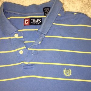 Men’s Blue and yellow striped polo shirt